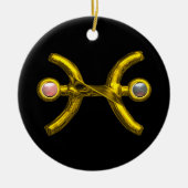 PISCES ZODIAC BIRTHDAY JEWEL PINK WHITE PEARL Gold Keramisch Ornament (Voorkant)