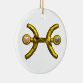 PISCES ZODIAC BIRTHDAY JEWEL PINK WHITE PEARL Gold Keramisch Ornament (Rechts)