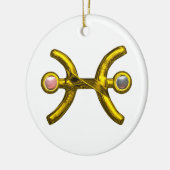 PISCES ZODIAC BIRTHDAY JEWEL PINK WHITE PEARL Gold Keramisch Ornament (Links)