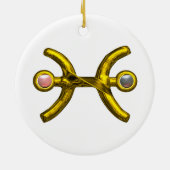 PISCES ZODIAC BIRTHDAY JEWEL PINK WHITE PEARL Gold Keramisch Ornament (Achterkant)