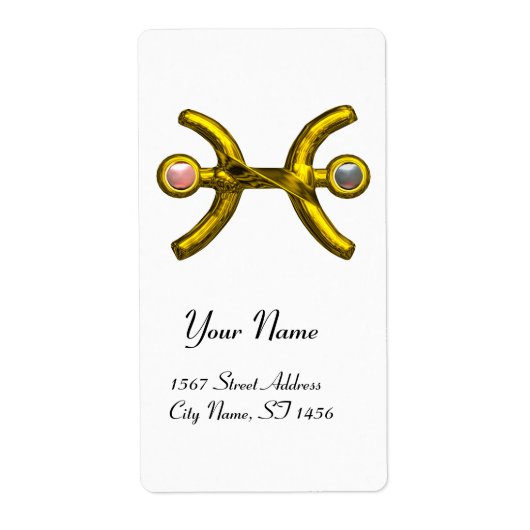 PISCES ZODIAC BIRTHDAY Roze witte parels Etiket (Voorkant)