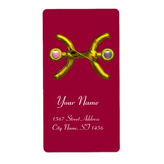 PISCES ZODIAC BIRTHDAY Roze witte parels Etiket (Voorkant)