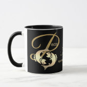 Pisces ♓ Zodiac Birthday Sign/Black en Gold Mok (Links)