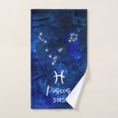 Pisces Zodiac Constellation Blue Galaxy Monogram Bad Handdoek (Handdoek)