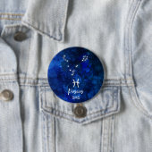 Pisces Zodiac Constellation Blue Galaxy Monogram Ronde Button 7,6 Cm (In situ)