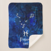 Pisces Zodiac Constellation Blue Galaxy Monogram Sherpa Deken (Voorkant)