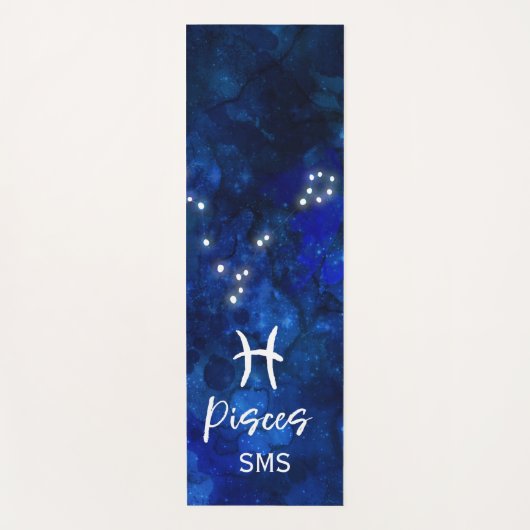 Pisces Zodiac Constellation Blue Galaxy Monogram Yogamat (Voorkant)