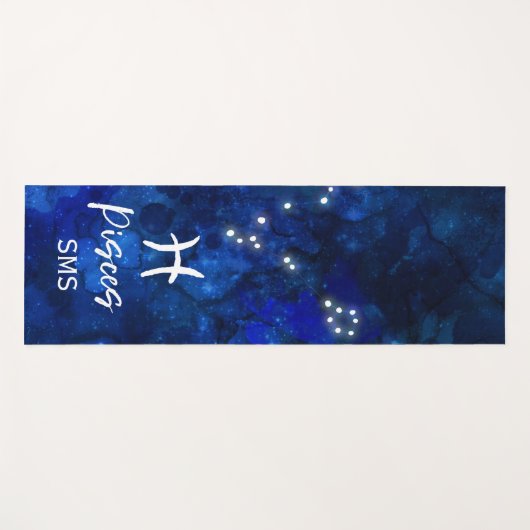 Pisces Zodiac Constellation Blue Galaxy Monogram Yogamat (Voorkant (horizontaal))