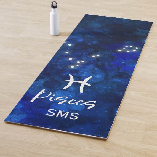 Pisces Zodiac Constellation Blue Galaxy Monogram Yogamat (In situ)