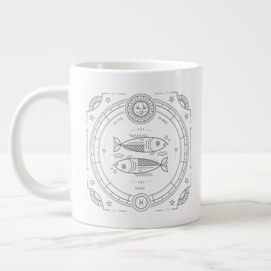 Pisces Zodiac Custom BirthdayMug Grote Koffiekop (Links)