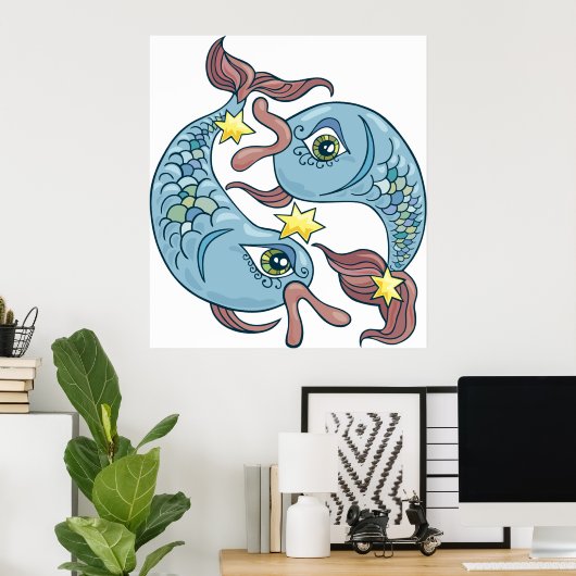 Pisces Zodiac Fish Horoscope Poster (Thuiskantoor)