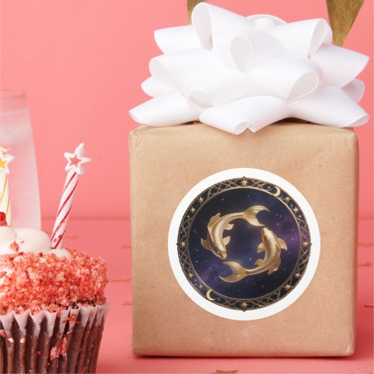 Pisces Zodiac Fish Ronde Sticker (Feest)