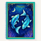 Pisces Zodiac Fish Swim in Cosmic Waters Journal  Notitieboek (Voorkant)