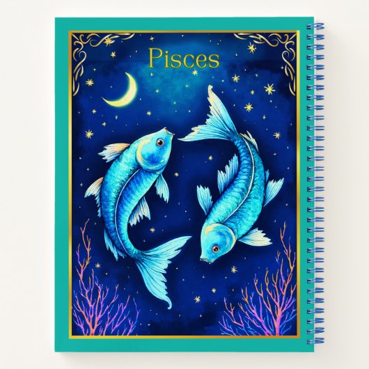 Pisces Zodiac Fish Swim in Cosmic Waters Journal  Notitieboek (Achterkant)