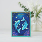 Pisces Zodiac Fish Swimming in Cosmic Waters Briefkaart (Staand voorkant)