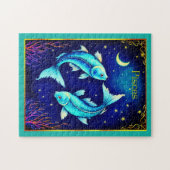 Pisces Zodiac Fish Swimming in Cosmic Waters Legpuzzel (Horizontaal)