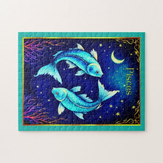 Pisces Zodiac Fish Swimming in Cosmic Waters Legpuzzel (Horizontaal)