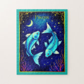 Pisces Zodiac Fish Swimming in Cosmic Waters Legpuzzel (Verticaal)