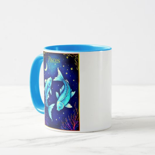 Pisces Zodiac Fish Swimming in Cosmic Waters Mok (Voorkant links)