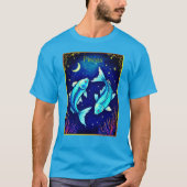 Pisces Zodiac Fish Swimming in Cosmic Waters T-shirt (Voorkant)