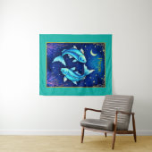 Pisces Zodiac Fish Swimming in Cosmic Waters Wandkleed (In Situ (horizontaal))