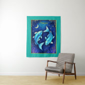Pisces Zodiac Fish Swimming in Cosmic Waters Wandkleed (In situ)