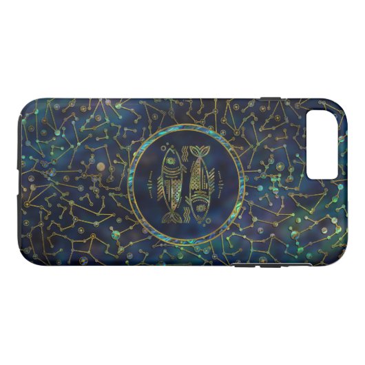 Pisces Zodiac Gold Abalone op constellatie Case-Mate iPhone Case (Achterkant (Horizontaal))