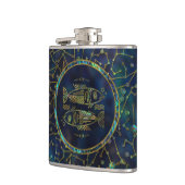 Pisces Zodiac Gold Abalone op constellatie Heupfles (Links)