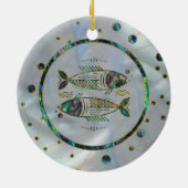 Pisces Zodiac Gold Abalone op constellatie Keramisch Ornament (Achterkant)
