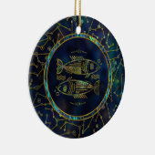 Pisces Zodiac Gold Abalone op constellatie Keramisch Ornament (Rechts)