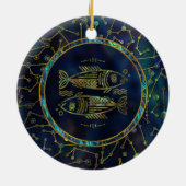 Pisces Zodiac Gold Abalone op constellatie Keramisch Ornament (Achterkant)