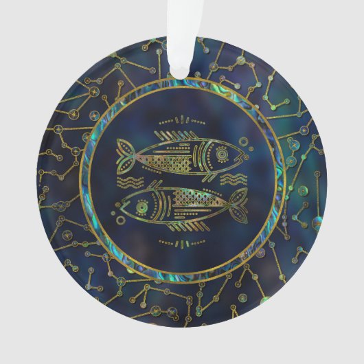 Pisces Zodiac Gold Abalone op constellatie Ornament (voorkant)
