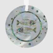 Pisces Zodiac Gold Abalone op constellatie Ornament (achterkant)