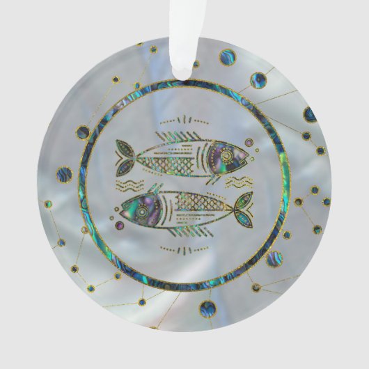 Pisces Zodiac Gold Abalone op constellatie Ornament (voorkant)