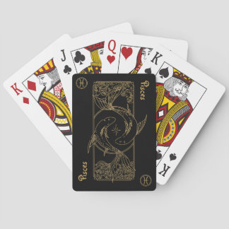 Pisces Zodiac Gold en Black Design Pokerkaarten