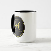 Pisces Zodiac Gold Oval Emblem Mug | Luxury Astrol Mok (Voorkant links)