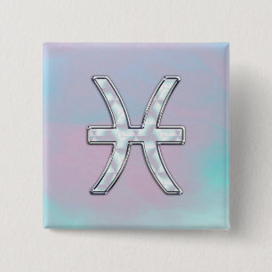 Pisces Zodiac Moeder van parelstijldecor Vierkante Button 5,1 Cm