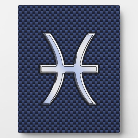 Pisces Zodiac on Blue Carbon Fiber Print Fotoplaat (Voorkant)