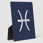 Pisces Zodiac on Blue Carbon Fiber Print Fotoplaat (Zijkant)