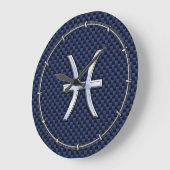 Pisces Zodiac on Blue Carbon Fiber Print Grote Klok (Hoek)