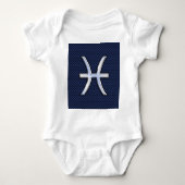Pisces Zodiac on Blue Carbon Fiber Print Romper (Voorkant)