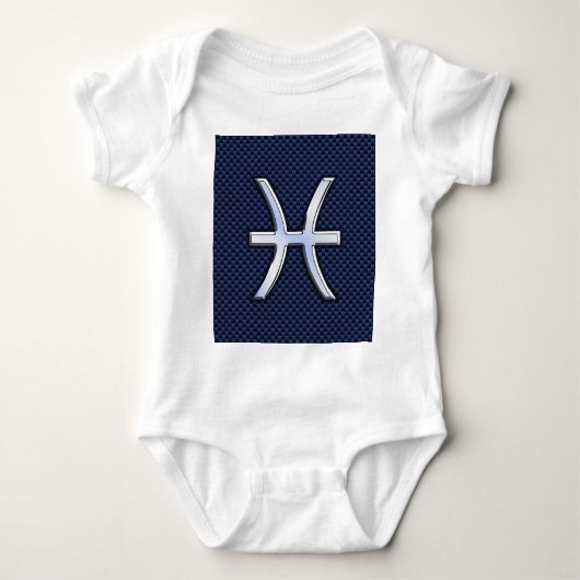 Pisces Zodiac on Blue Carbon Fiber Print Romper (Voorkant)