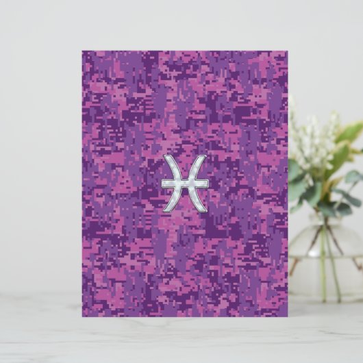 Pisces Zodiac on Fuchsia Pink Digital Camouflage (Staand voorkant)