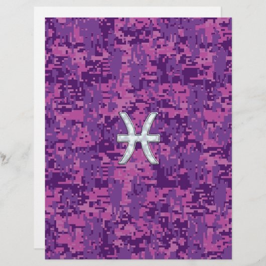 Pisces Zodiac on Fuchsia Pink Digital Camouflage (Voorkant / Achterkant)