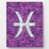 Pisces Zodiac on Fuchsia Pink Digital Camouflage Fotoplaat (Voorkant)