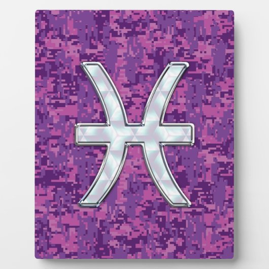 Pisces Zodiac on Fuchsia Pink Digital Camouflage Fotoplaat (Voorkant)