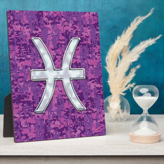 Pisces Zodiac on Fuchsia Pink Digital Camouflage Fotoplaat (Zijkant)