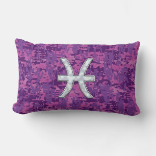 Pisces Zodiac on Fuchsia Pink Digital Camouflage Kussen