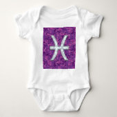 Pisces Zodiac on Fuchsia Pink Digital Camouflage Romper (Voorkant)