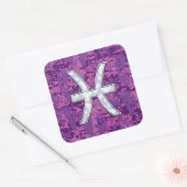 Pisces Zodiac on Fuchsia Pink Digital Camouflage Vierkante Sticker (Envelop)
